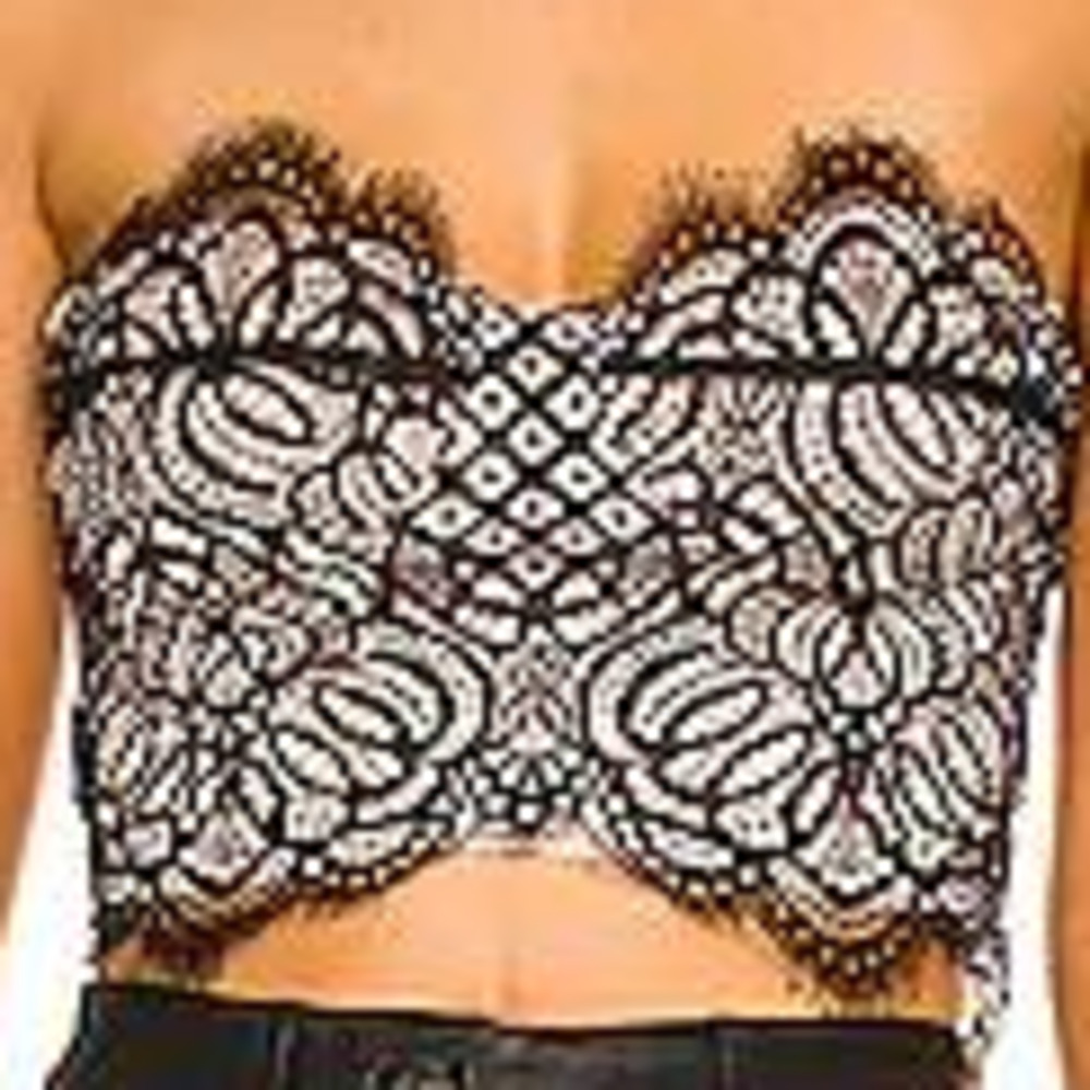 superdown kendall lace crop top in black